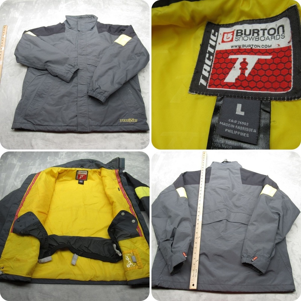 Burton Tactic Ski Jacket Mens Large Gray Waterproof Insulated Snowboard Full Zip